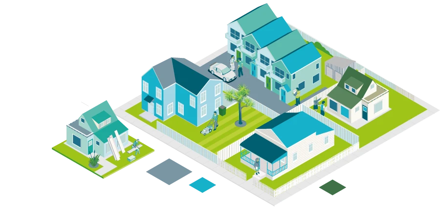 Landing page image of houses in a block - Maintenance inspections