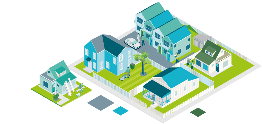 Landing page image of houses in a block - Maintenance inspections