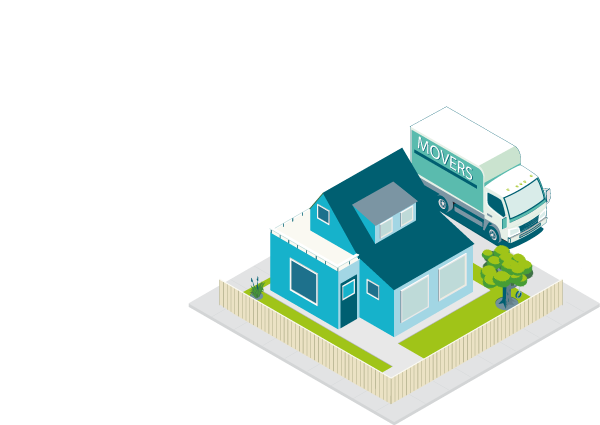 A house with a removal van
