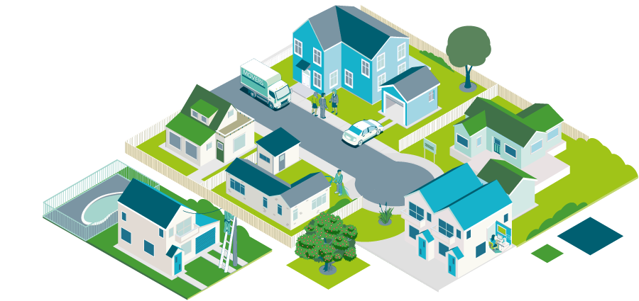 Landing page image of houses in a block - Ending a Tenancy