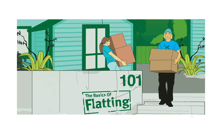 Landing page image of houses in a block - Starting tenancy flatting 101