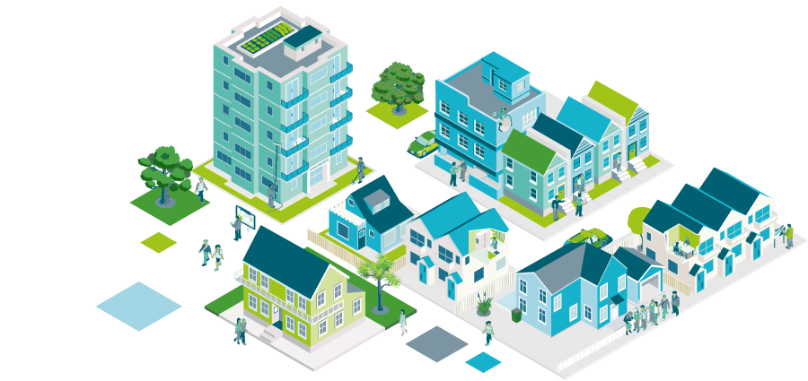 Landing page image of houses in a block - Unit titles