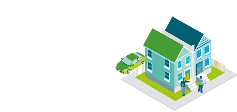 Two townhouses, two people and a car